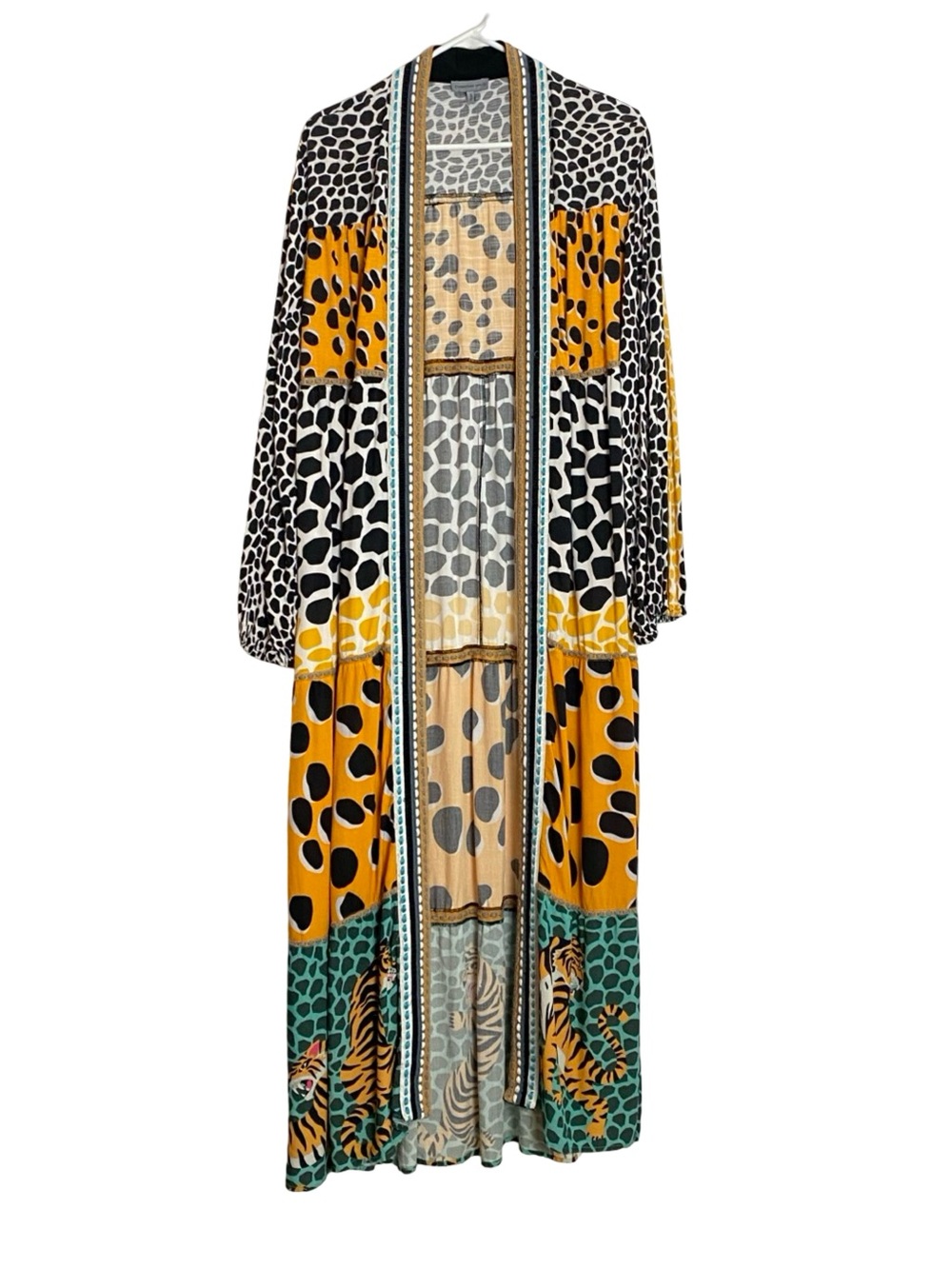 Conditions Apply Anthropologie Animal Print Duster Kimono Cardigan Maxi Women OS